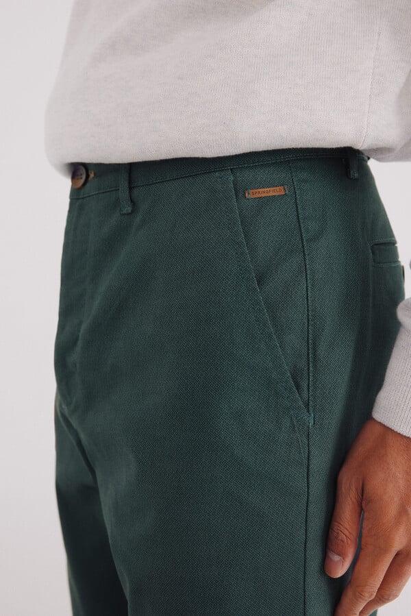 Springfield Pantalón chino microestampado slim fit caza oscuro
