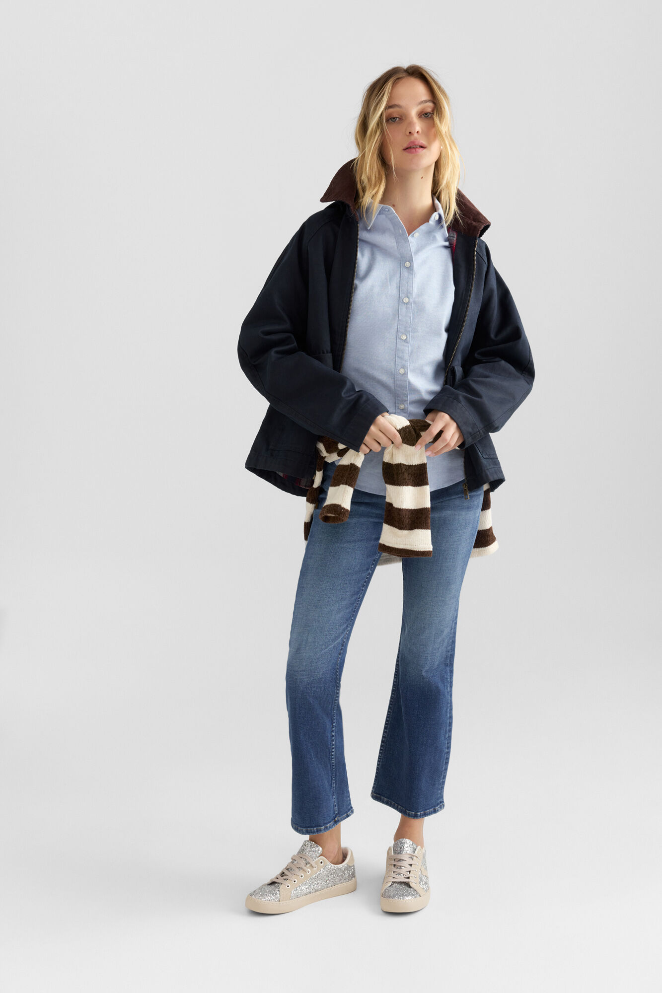 Springfield Blusa b&aacute;sica oxford azul