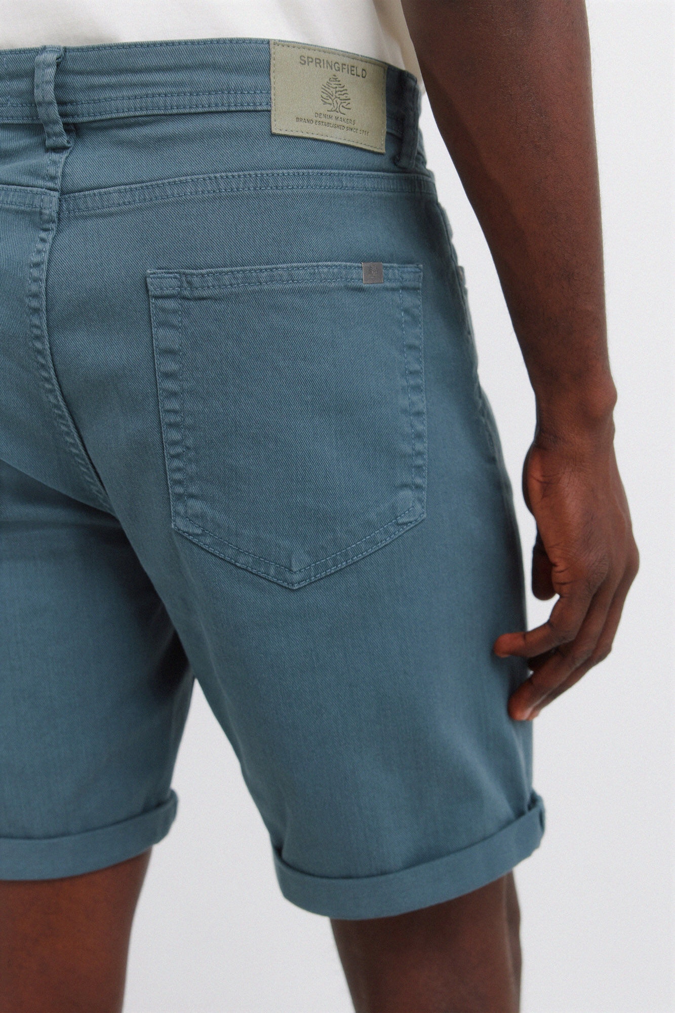Springfield Bermudas de 5 bolsillos lavadas slim fit azul