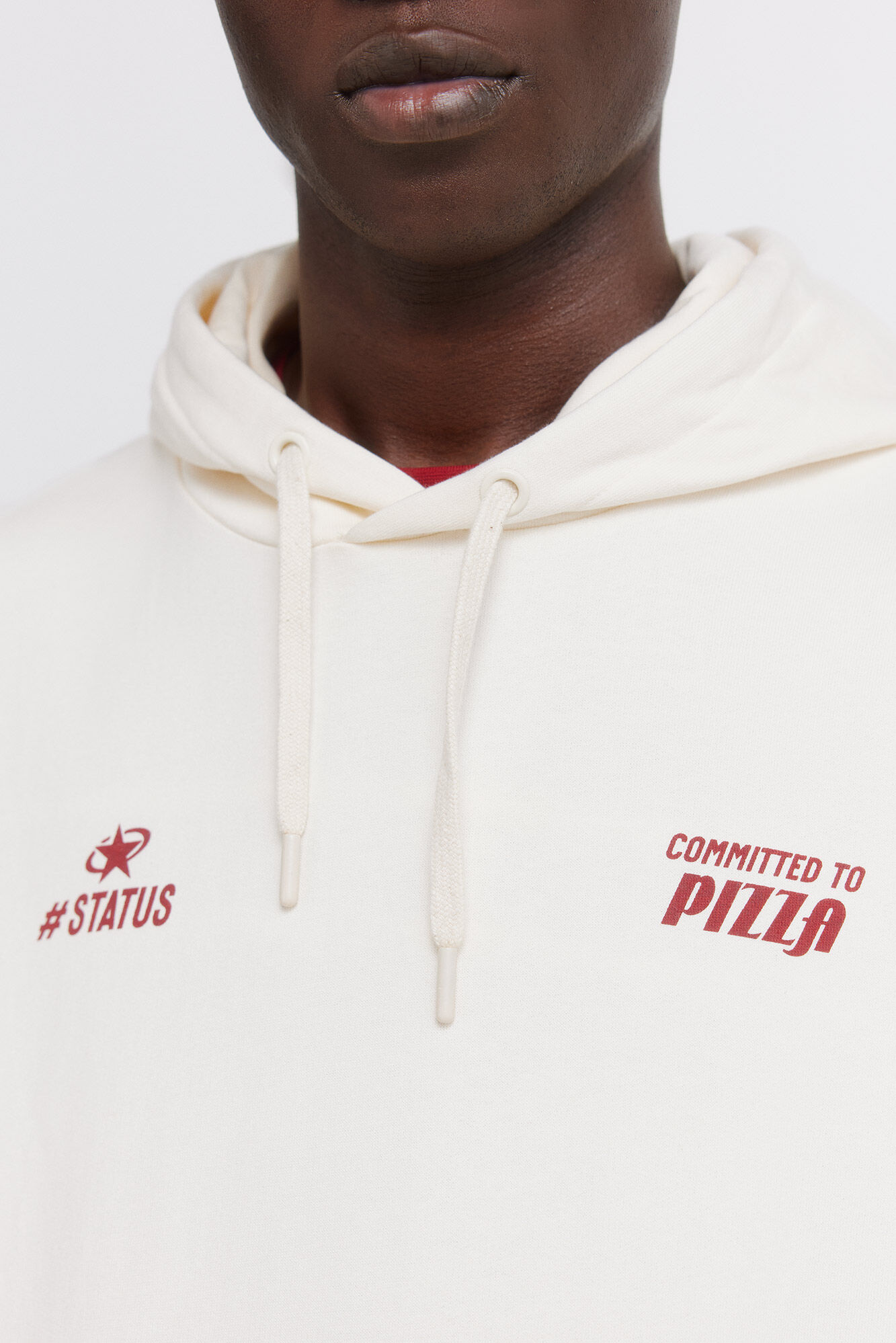 Springfield Sudadera con capucha estampado de pizza blanco