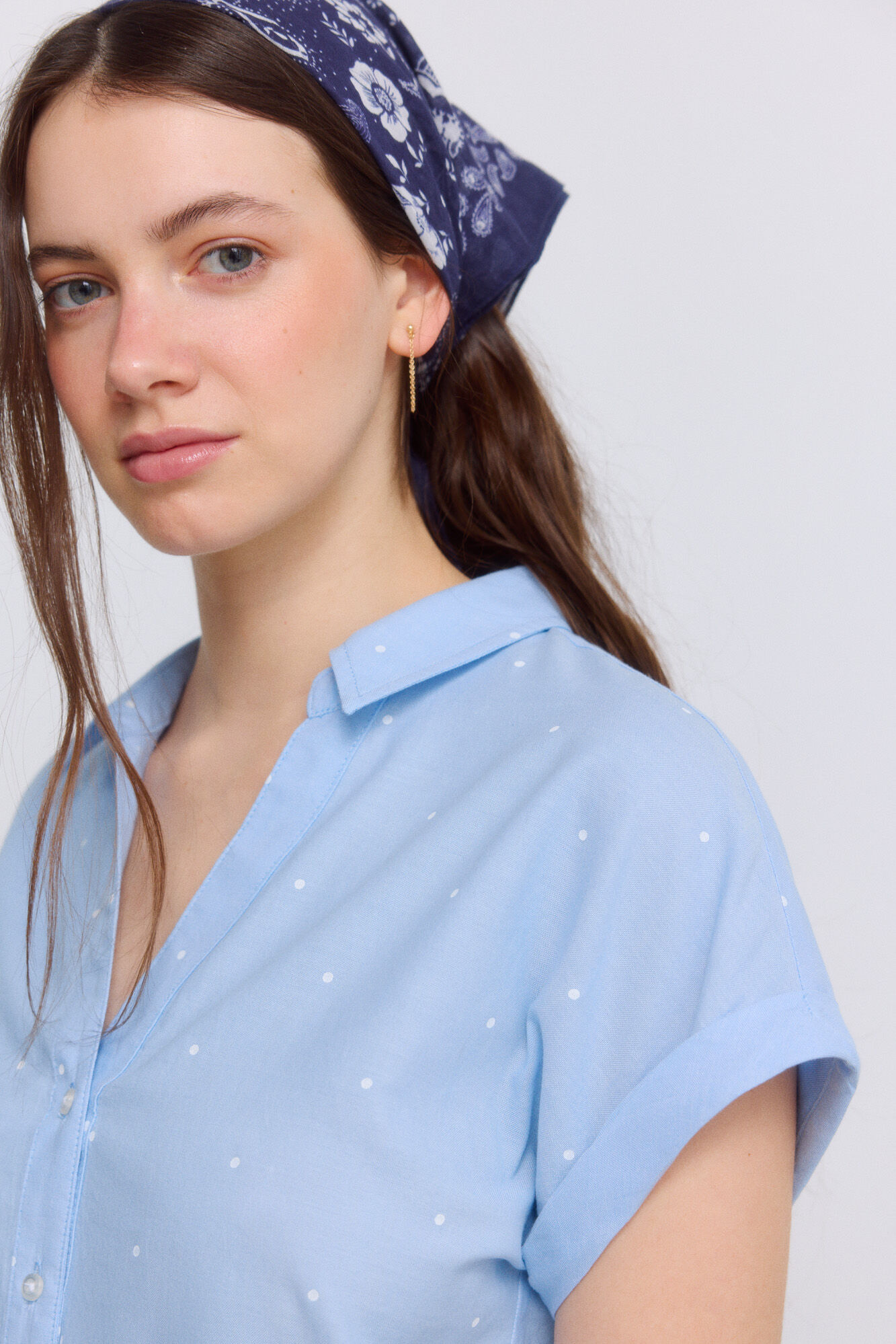 Springfield Blusa de cuello solapa azul