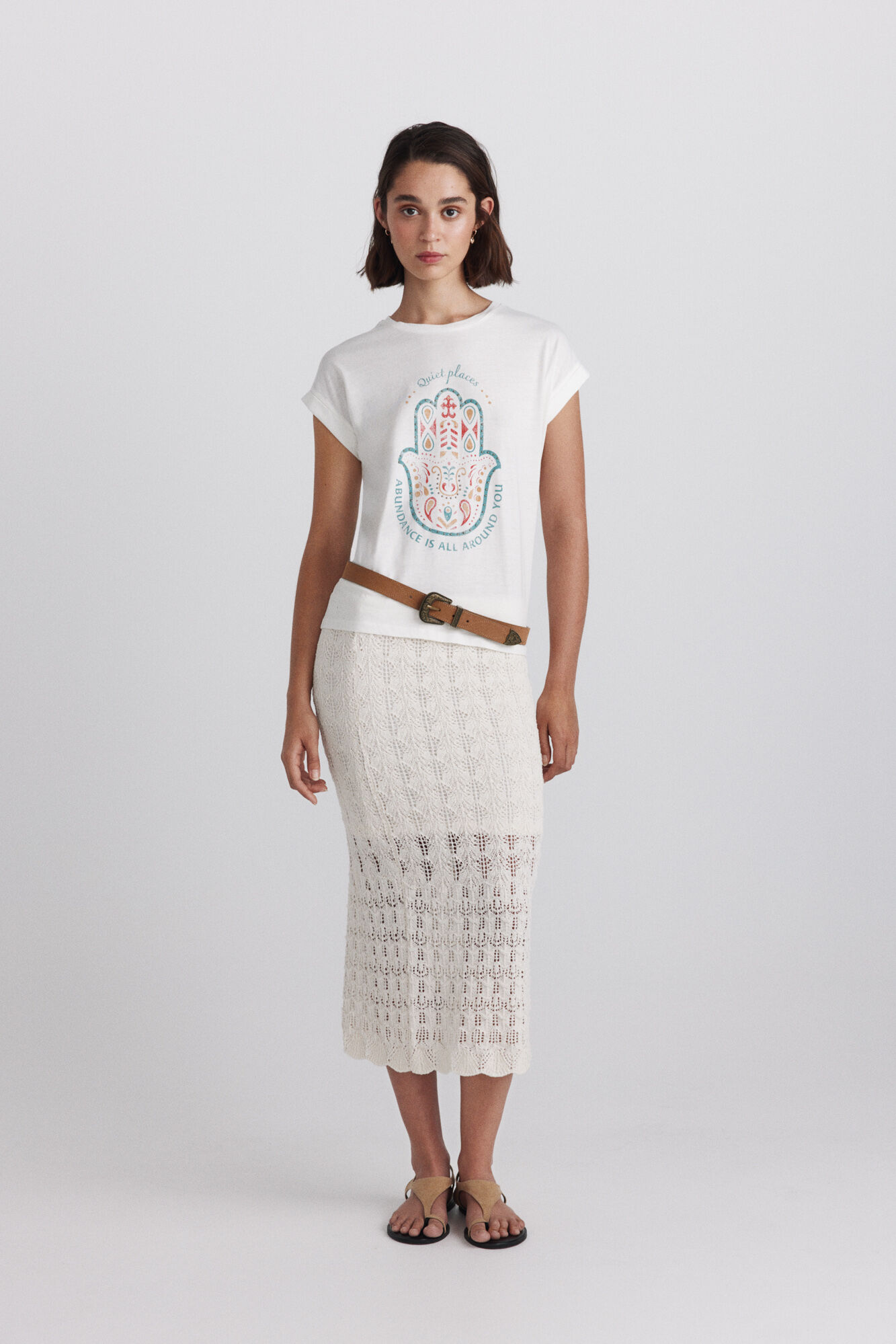 Springfield Playera de algod&oacute;n con estampado blanco