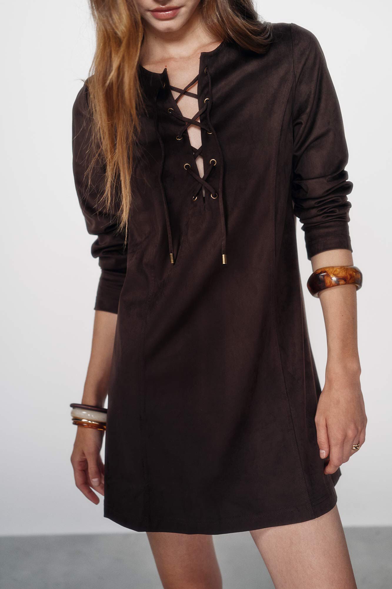 High Spirits Vestido Ribbon caf&eacute;