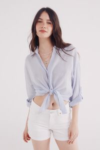 Springfield Blusa nudo dobladillo algodón azul