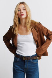 Springfield Chamarra de ante con trabillas para los hombros