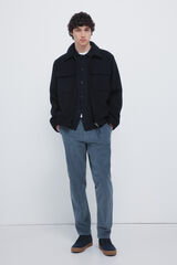 Springfield Pana chinos de pana lavada, c&oacute;modos y de corte entallado azul tinta