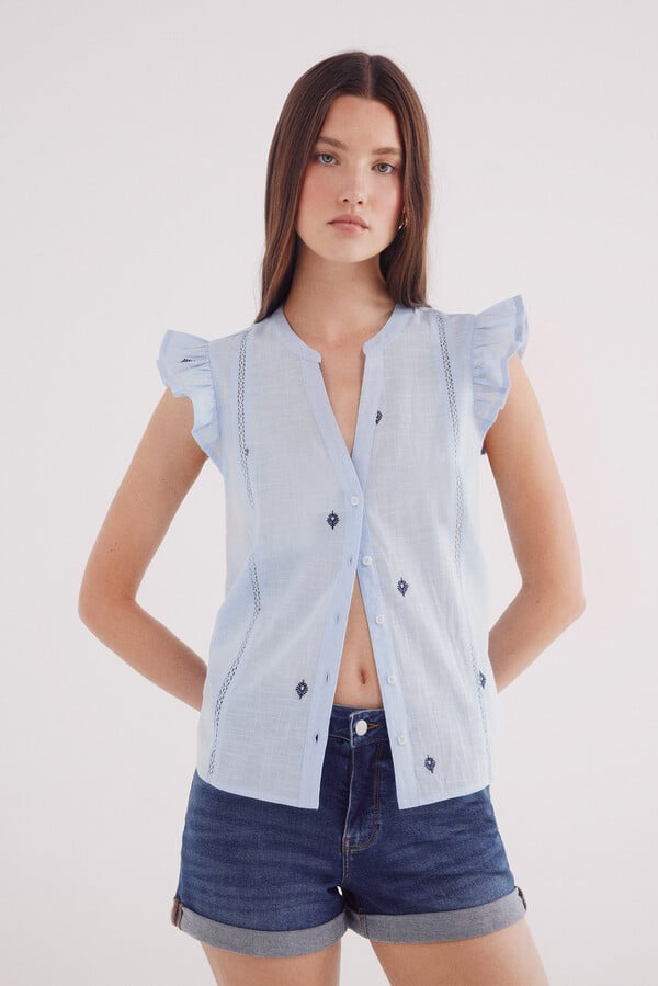 Springfield Blusa bordados geométricos azul