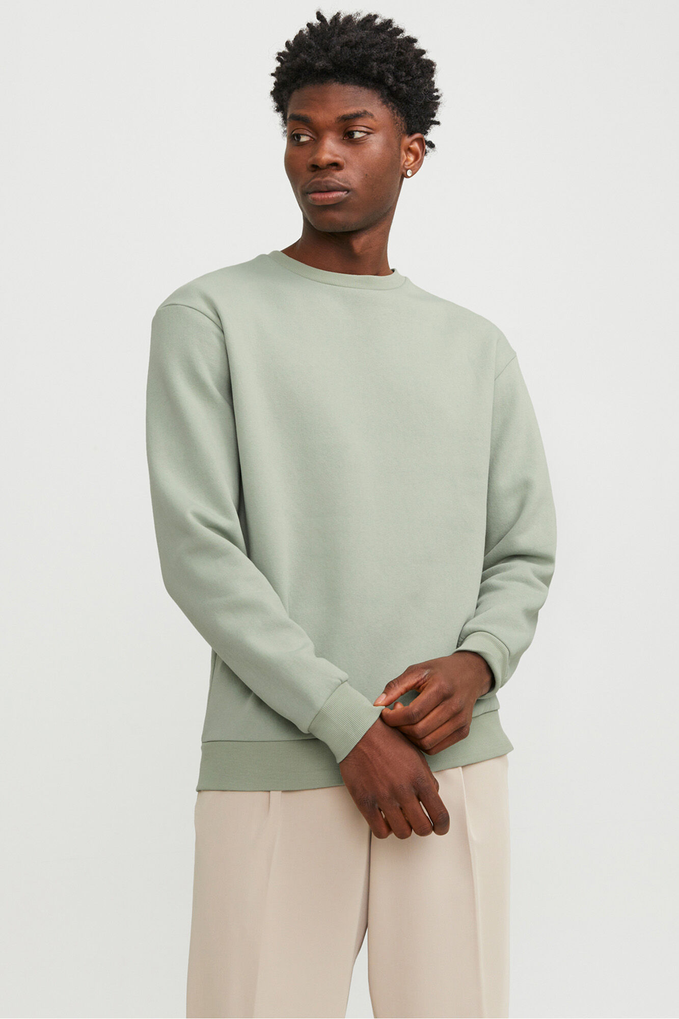 Jack & Jones Sudadera b&aacute;sica de cuello redondo verde