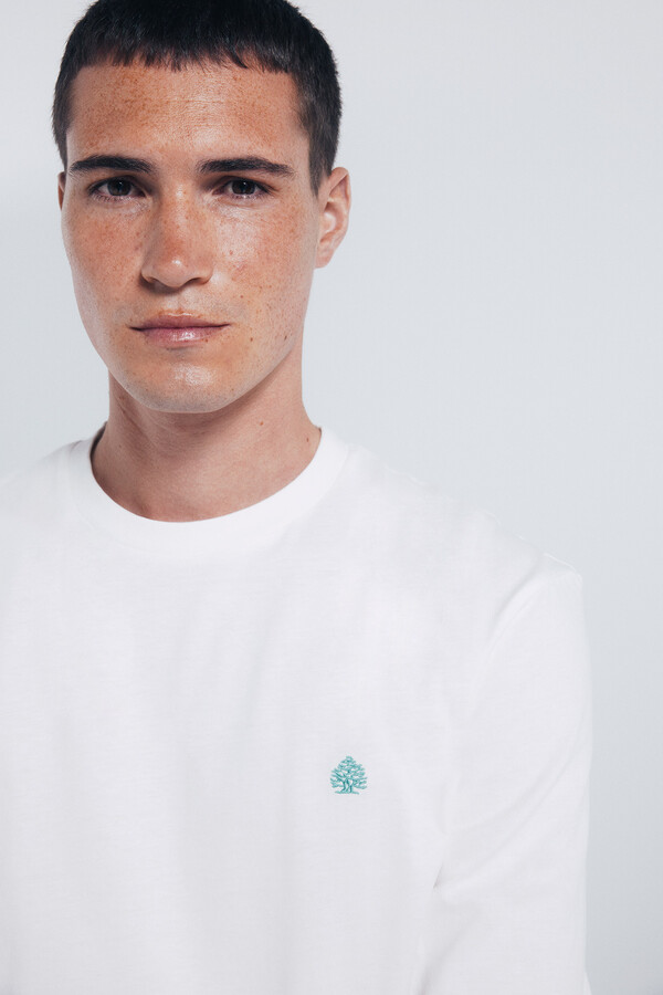 Springfield Playera básica de manga larga con acabado suave. marfil