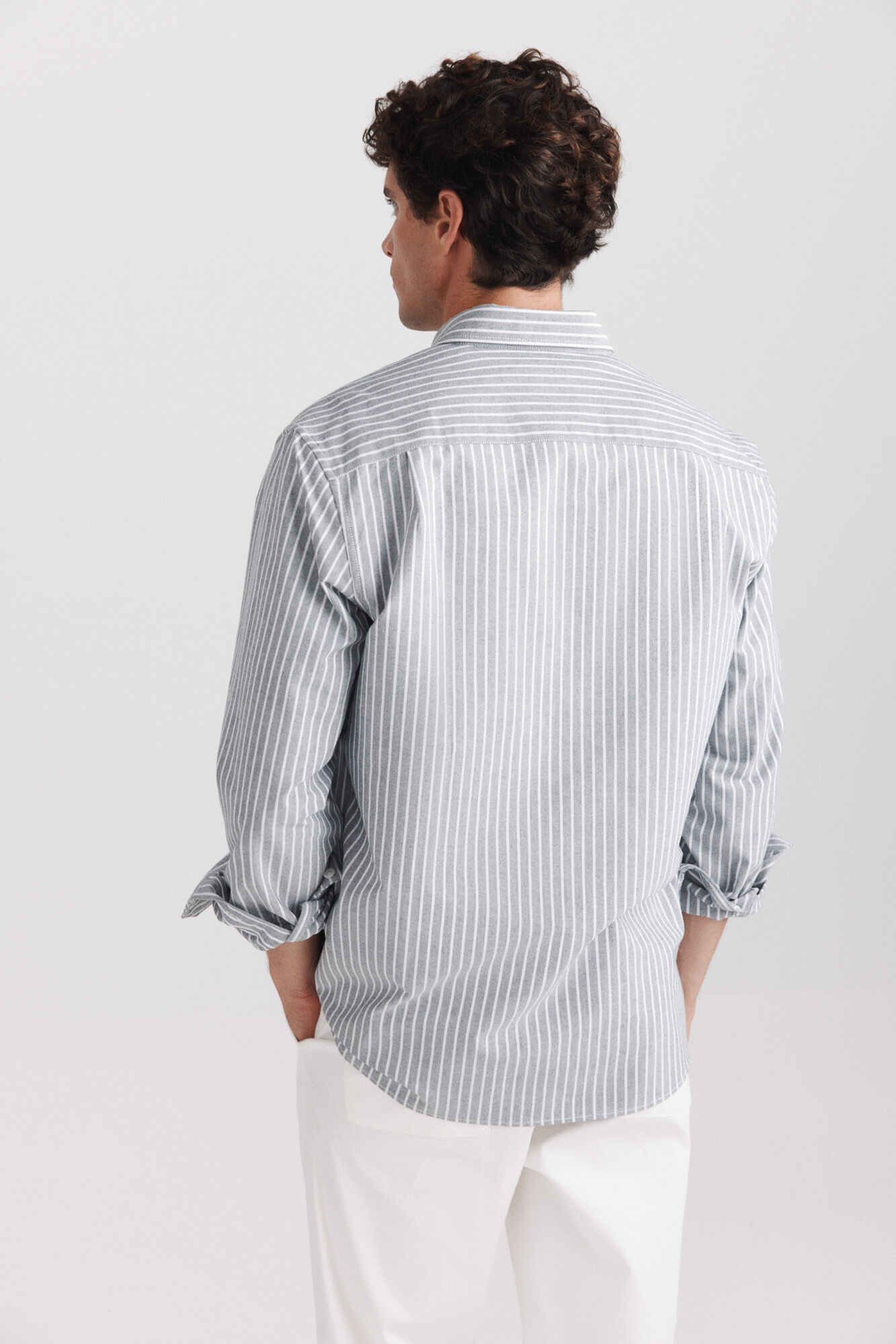 Springfield Camisa oxford de rayas gris