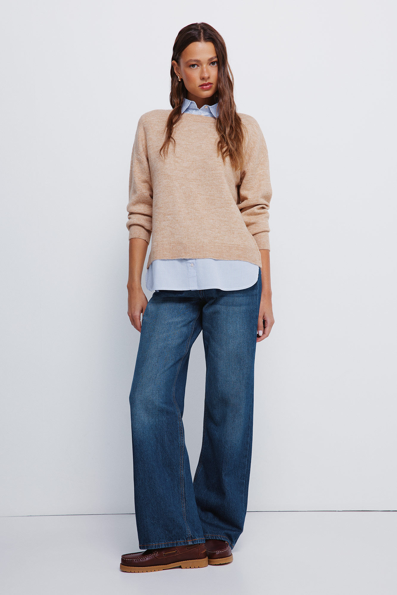 Springfield Jersey de camisa combinado caf&eacute;