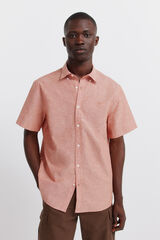 Springfield Camisa de manga corta de lino naranja
