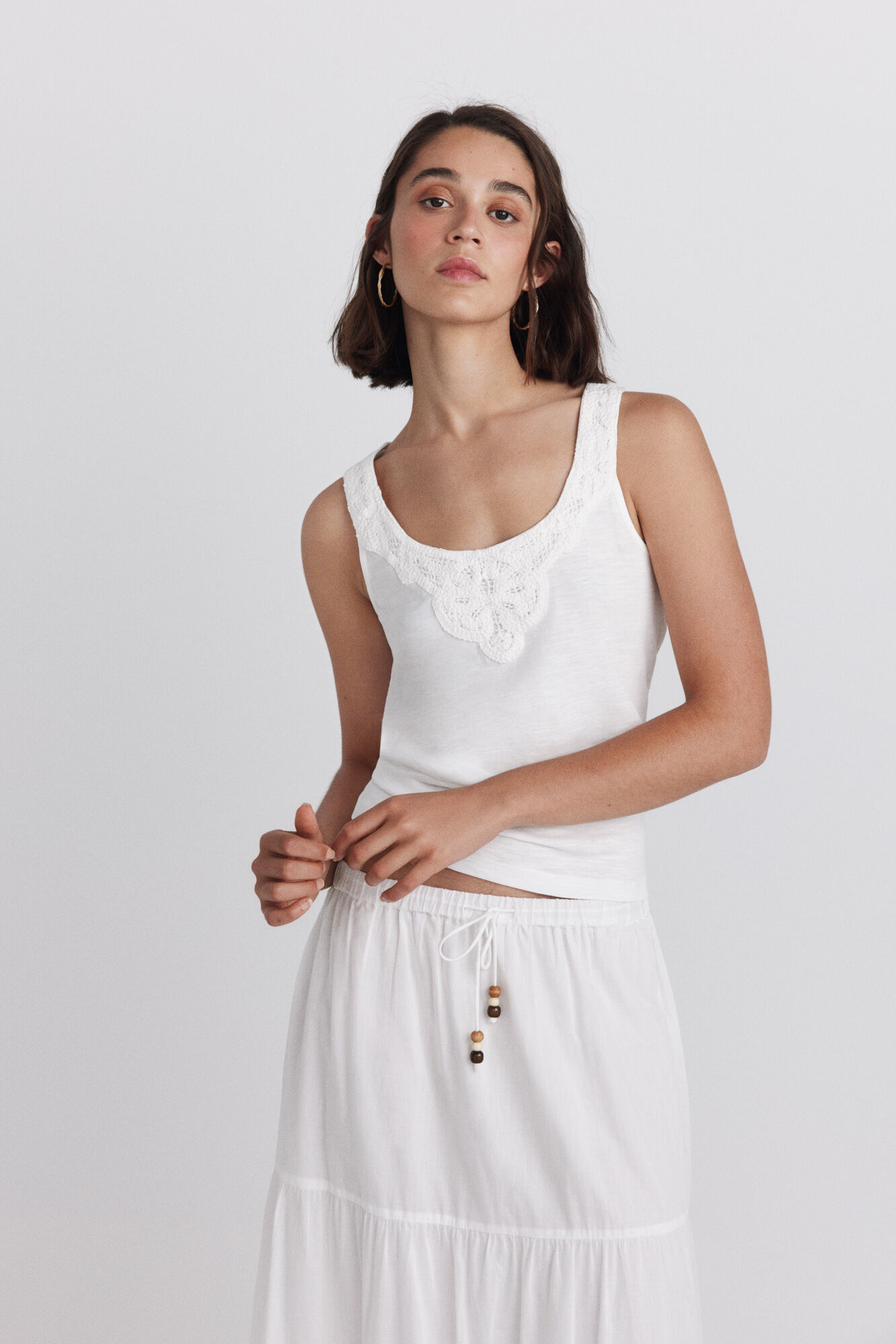 Springfield Playera sin mangas de crochet