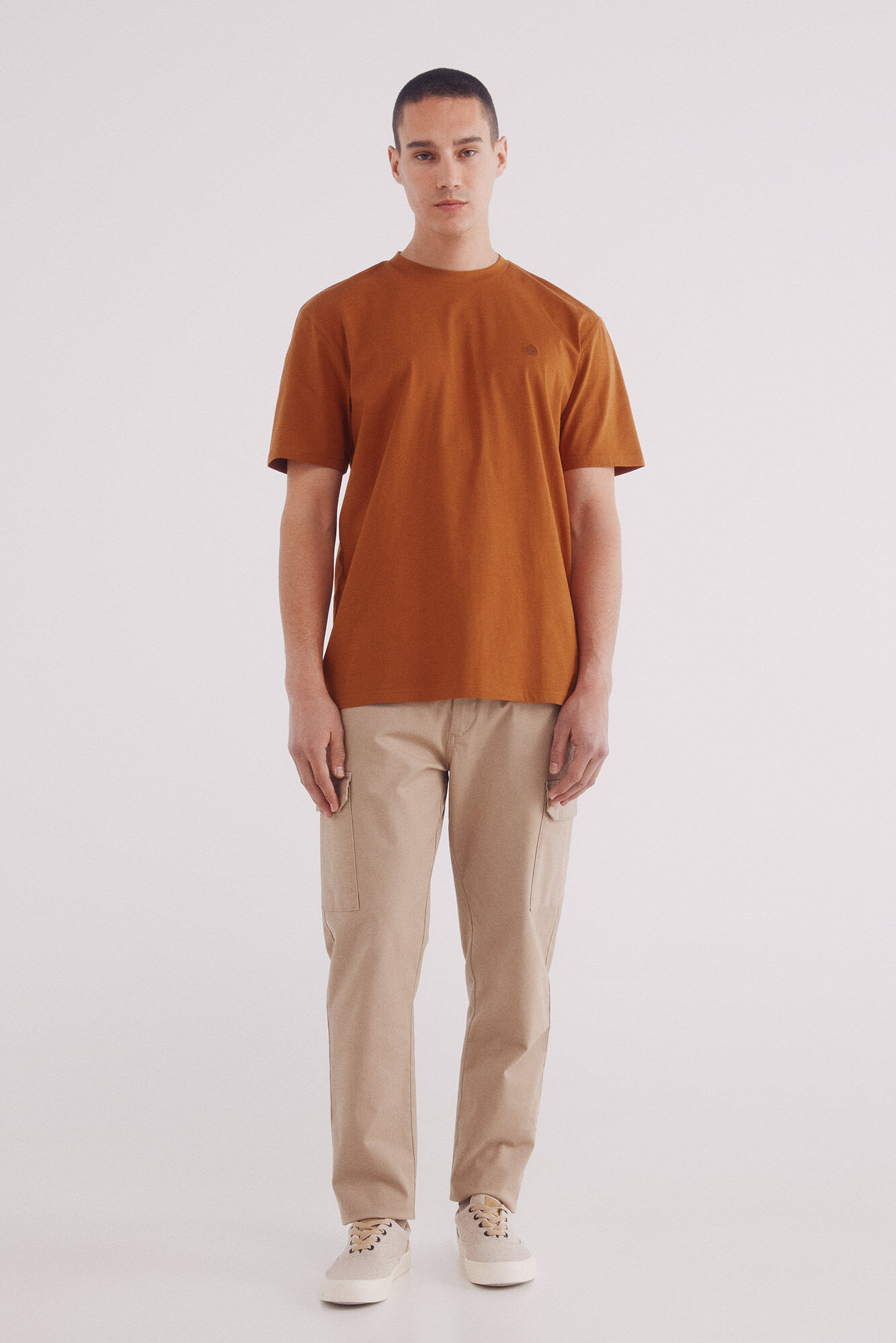 Springfield Playera b&aacute;sica cuello redondo naranja