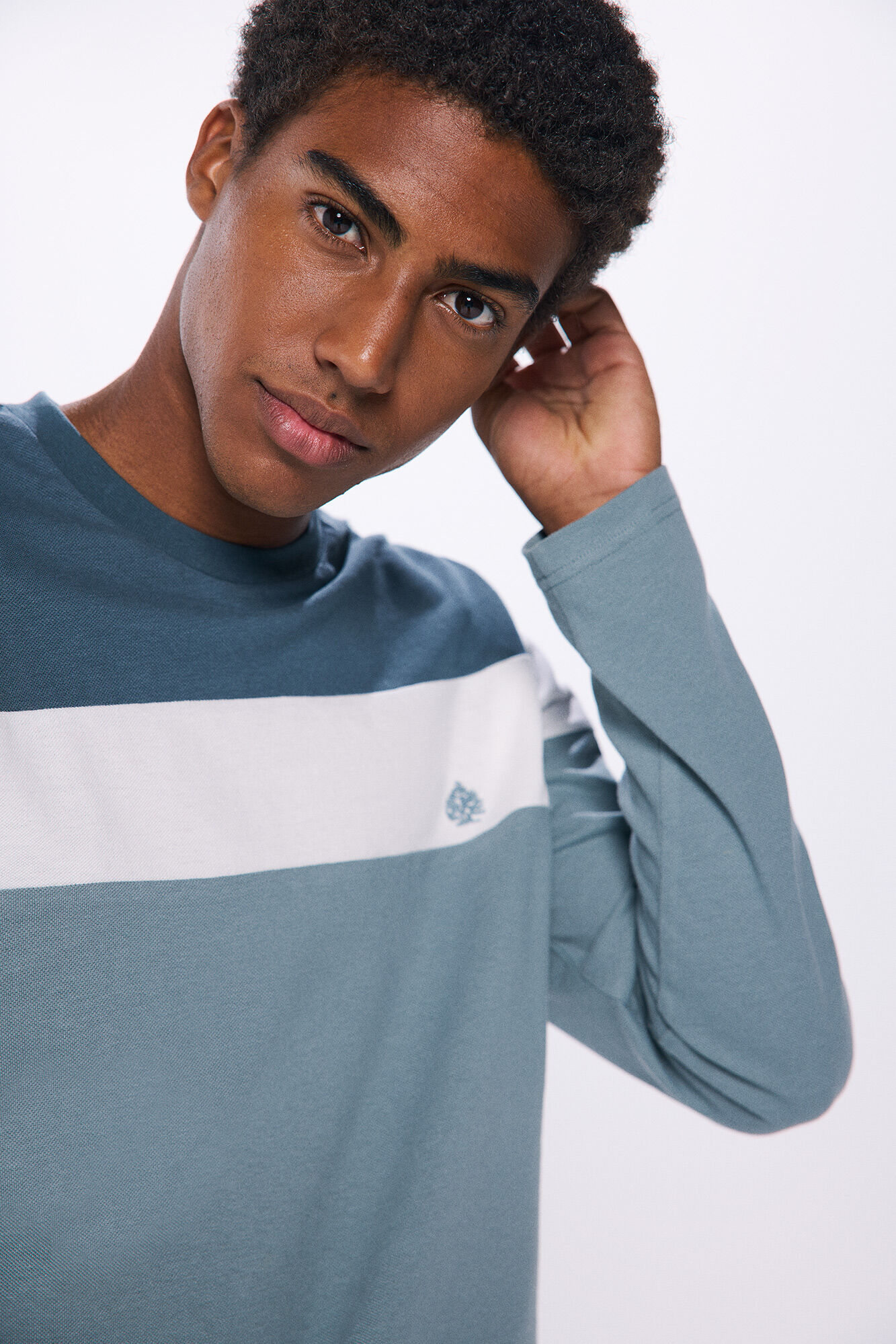 Springfield Playera manga larga cortes azul