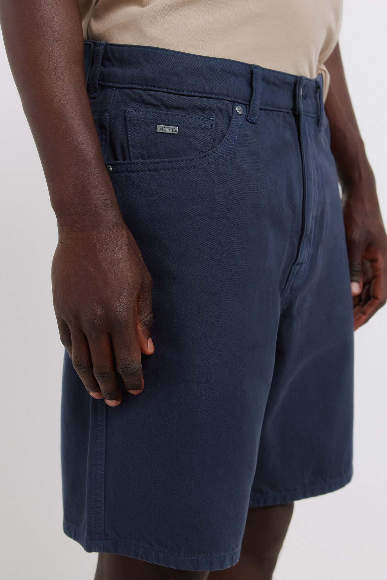 Springfield Bermudas de 5 bolsillos lavado straight fit azulado