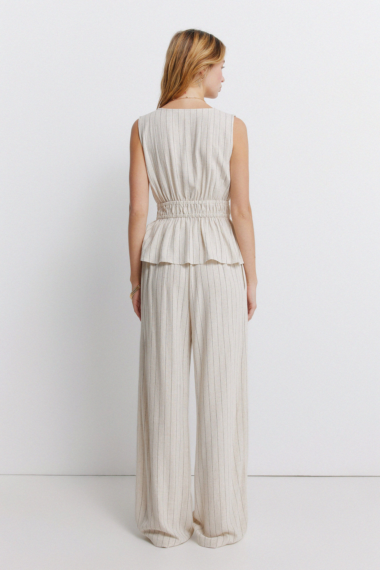 Springfield Pantal&oacute;n largo ancho de rayas caf&eacute;