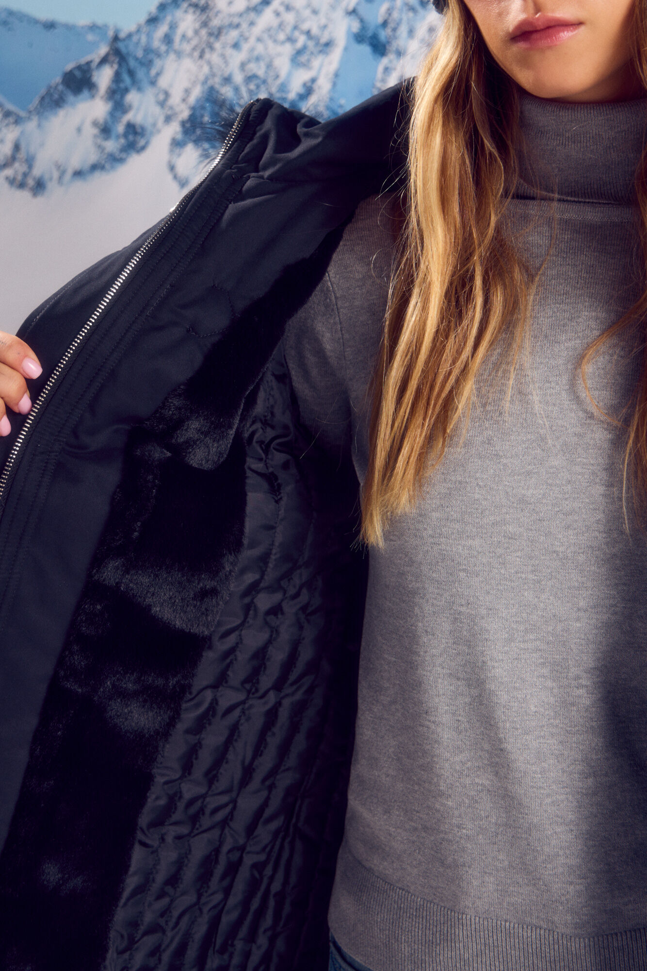 Springfield Parka sorona aura resistente al agua cierre met&aacute;lico negro