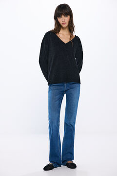 Springfield Playera chenilla hombros crochet negro