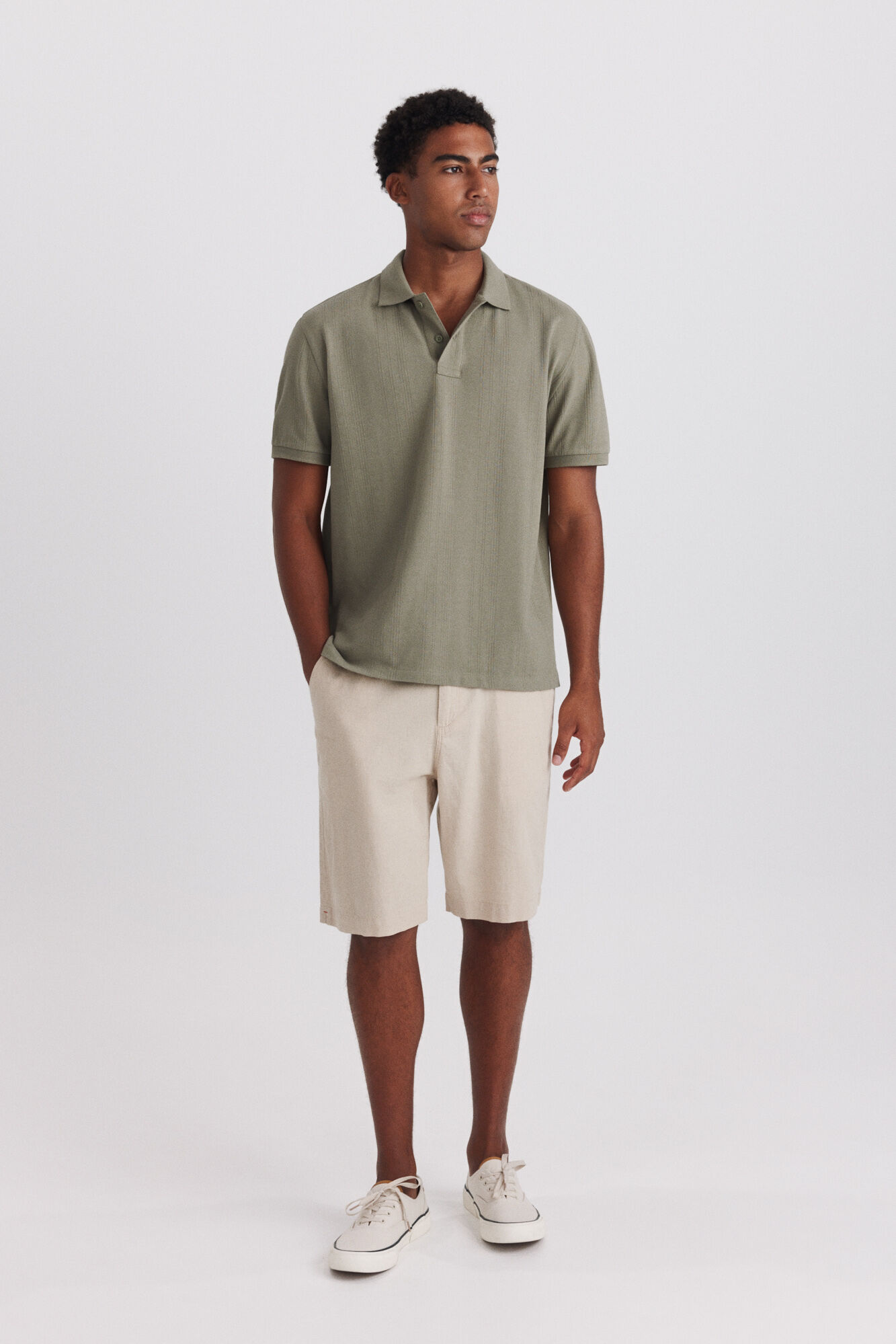 Springfield Polo de estructura slim fit kaki