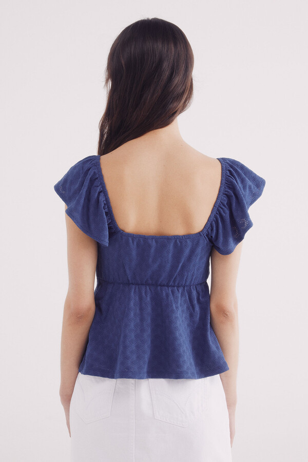 Springfield Top escote lazo bordado suizo estampado