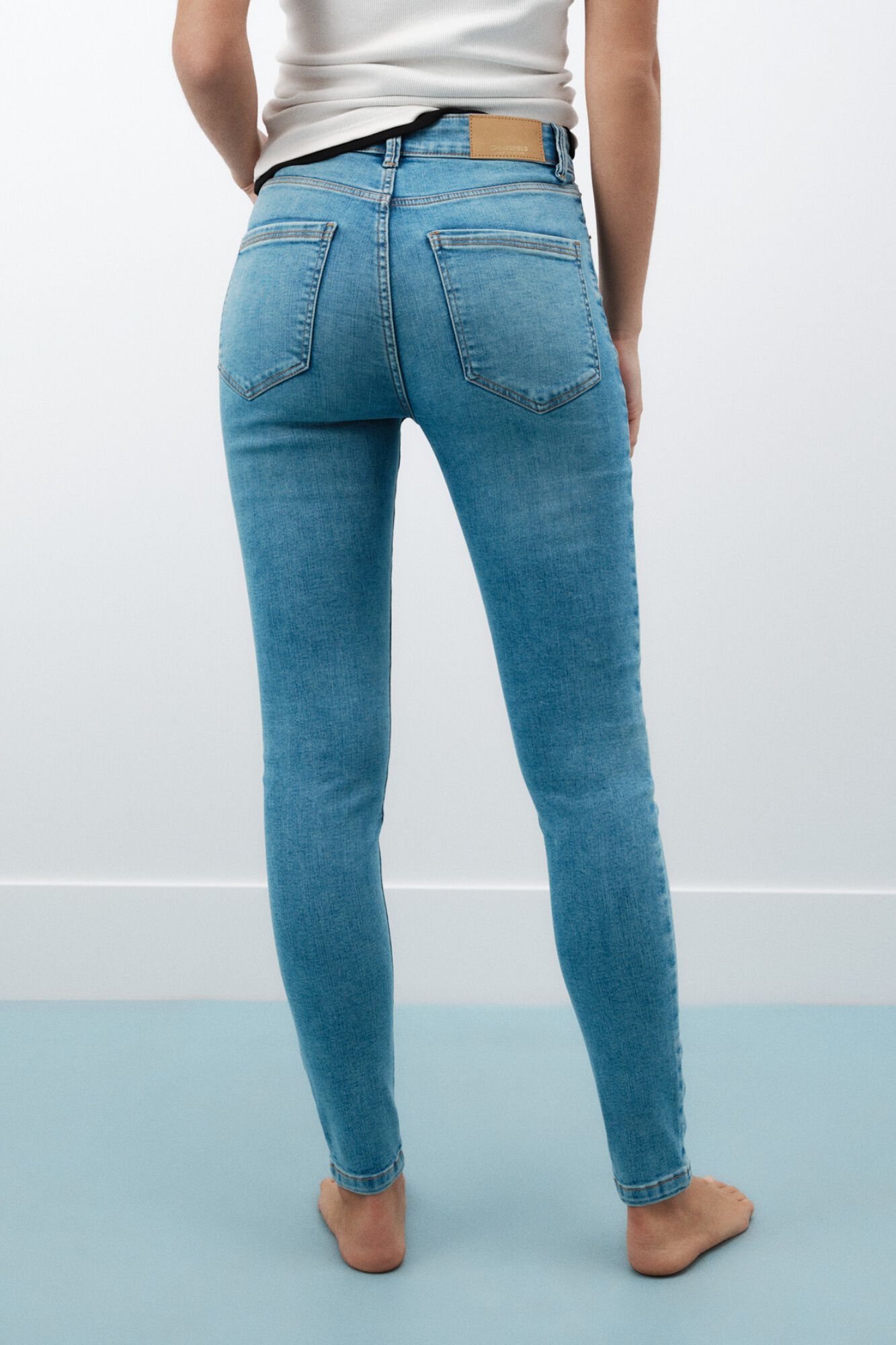 Springfield Jeans skinny de tiro alto azul