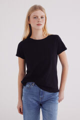 Springfield Playera básica manga vuelta negro