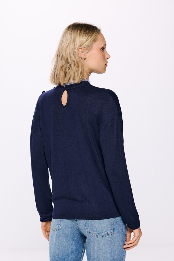 Springfield Playera cuello combinado azul