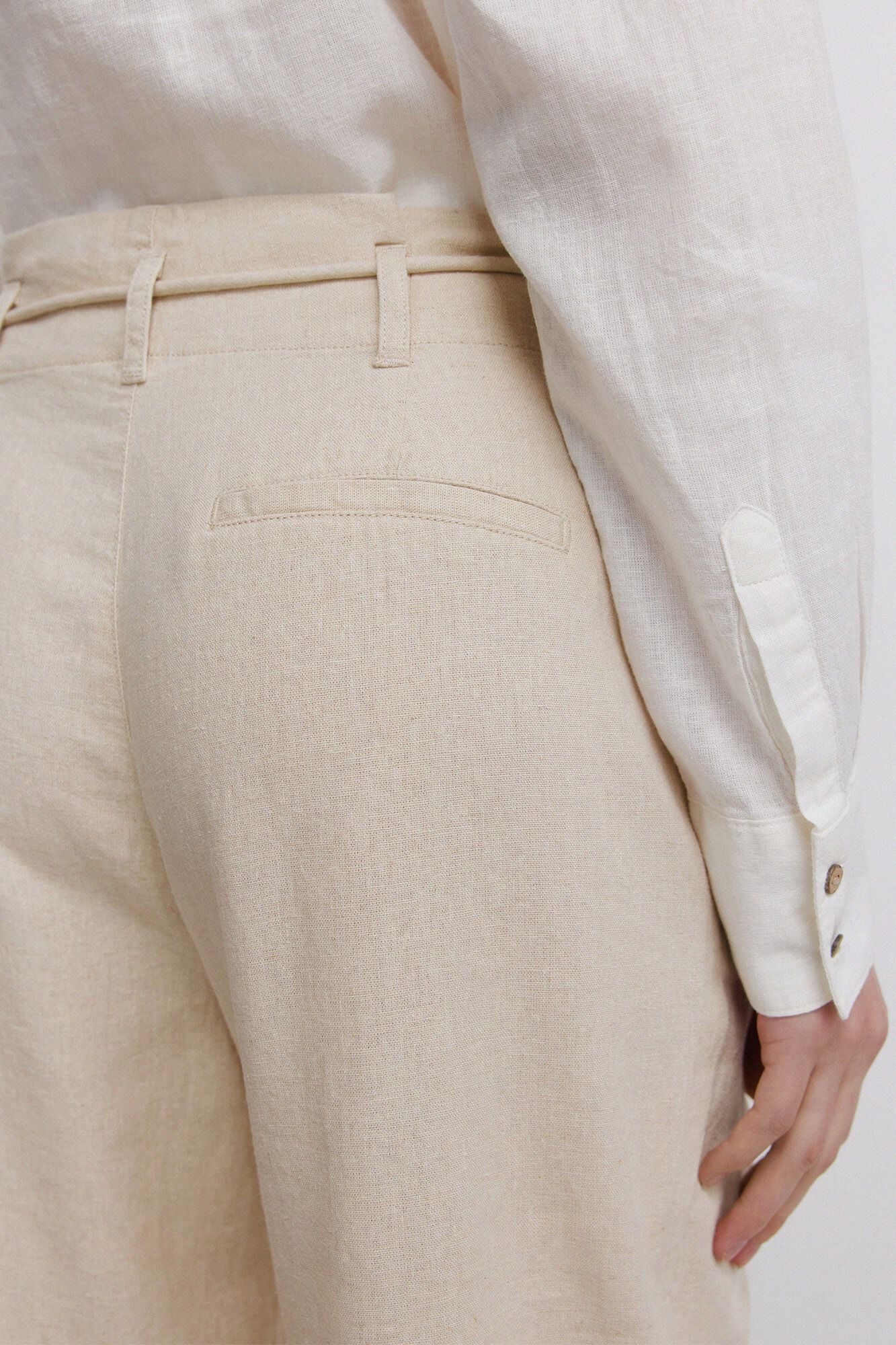 Springfield Pantalones de lino caf&eacute;