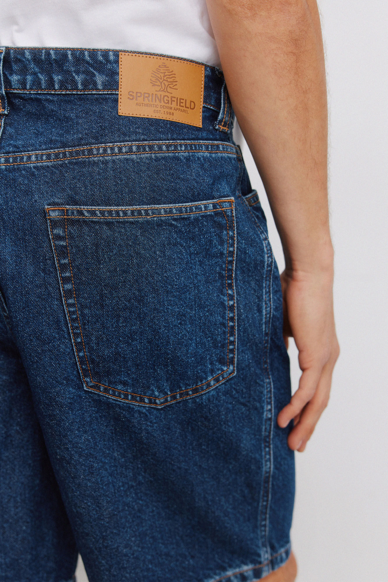 Springfield Bermuda de mezclilla straight fit azul