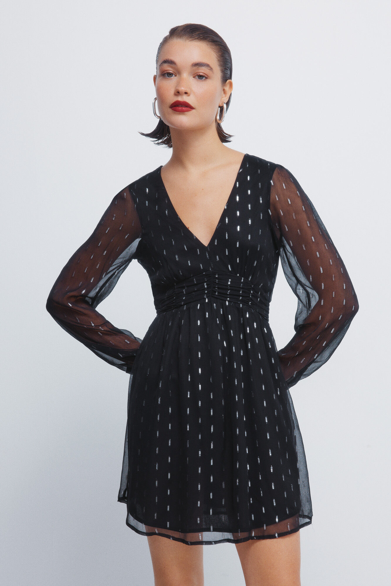 Springfield Vestido corto con detalles de lurex negro