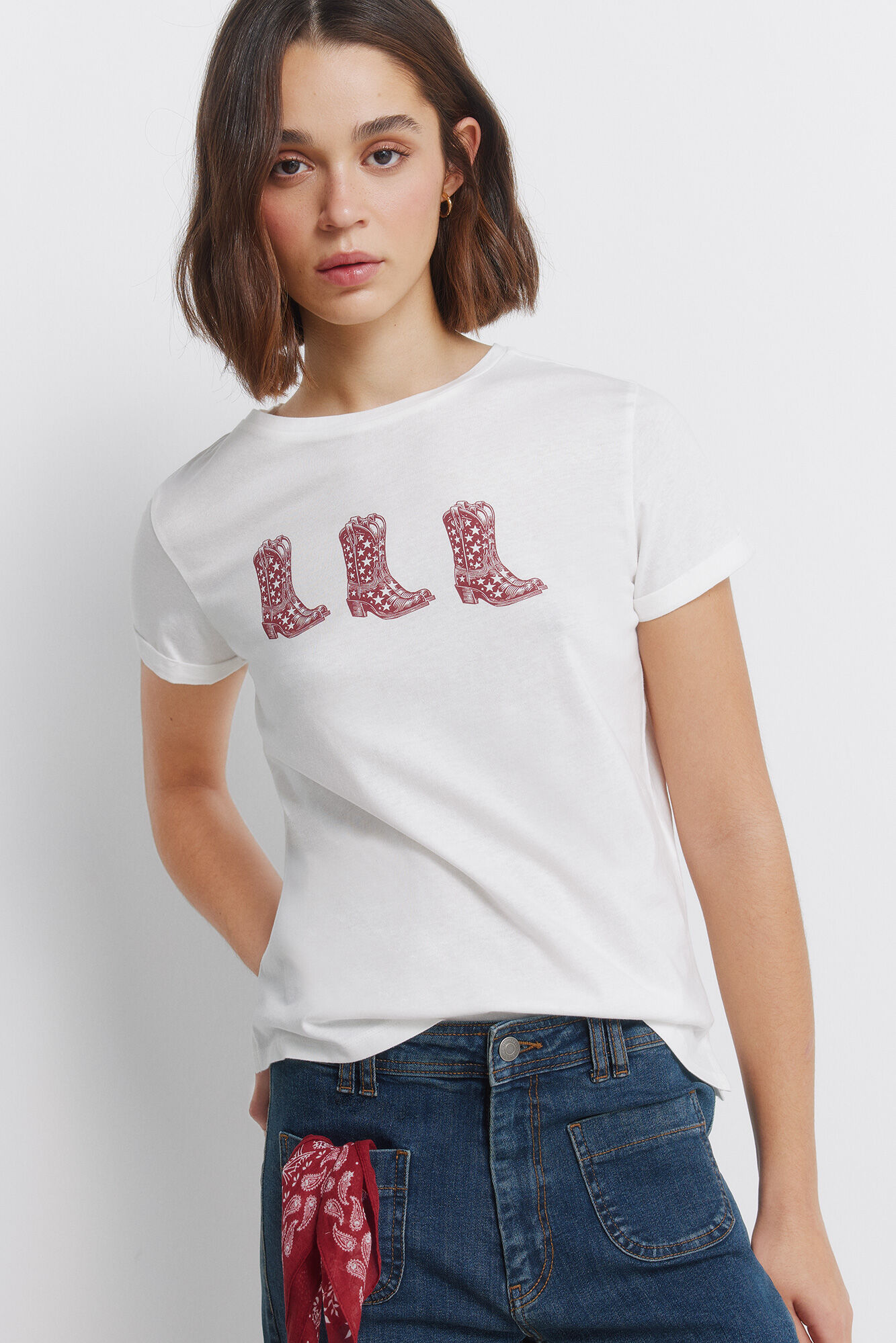 Springfield Playera de mangas vueltas" beige