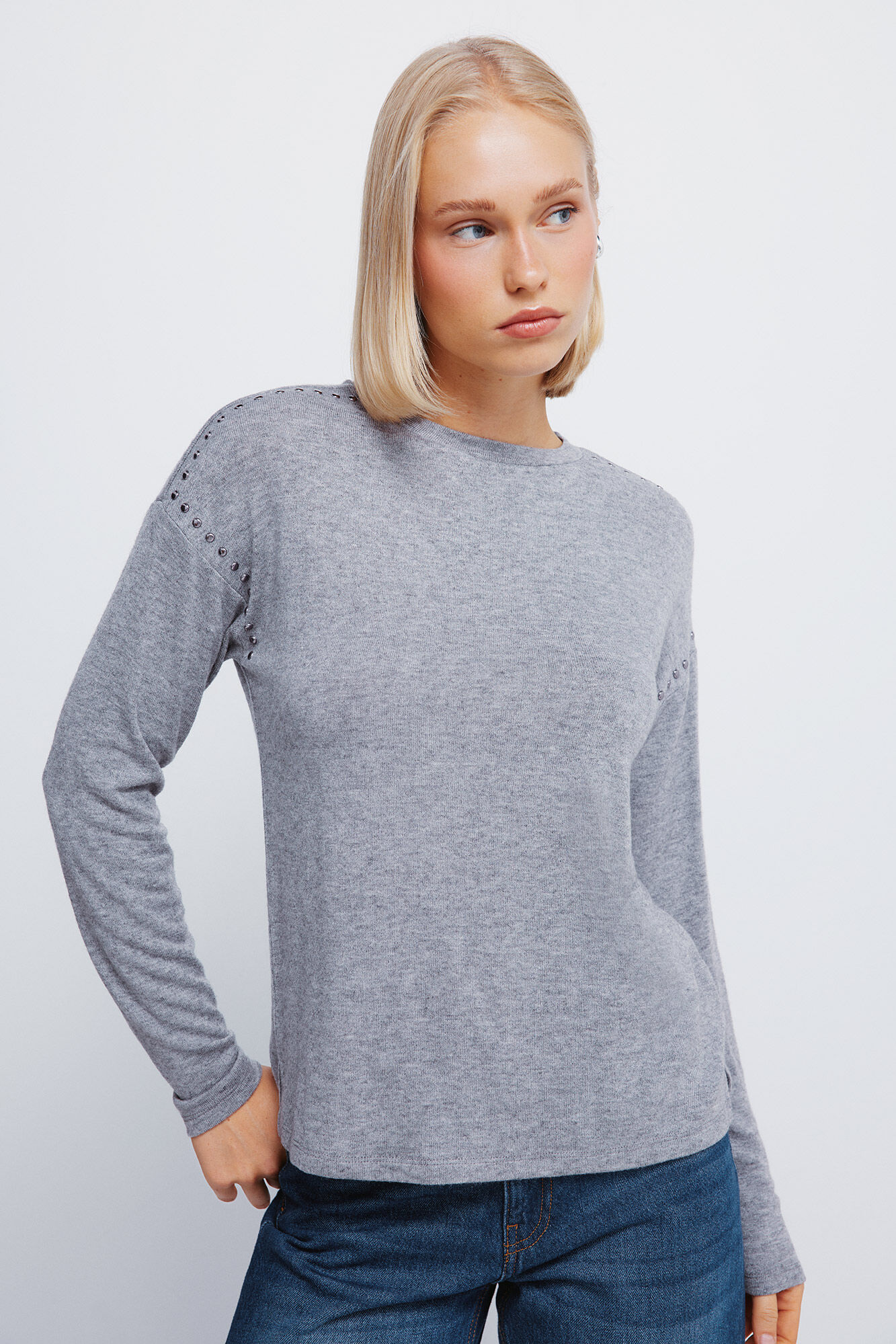 Springfield Playera de punto con corte de tejido