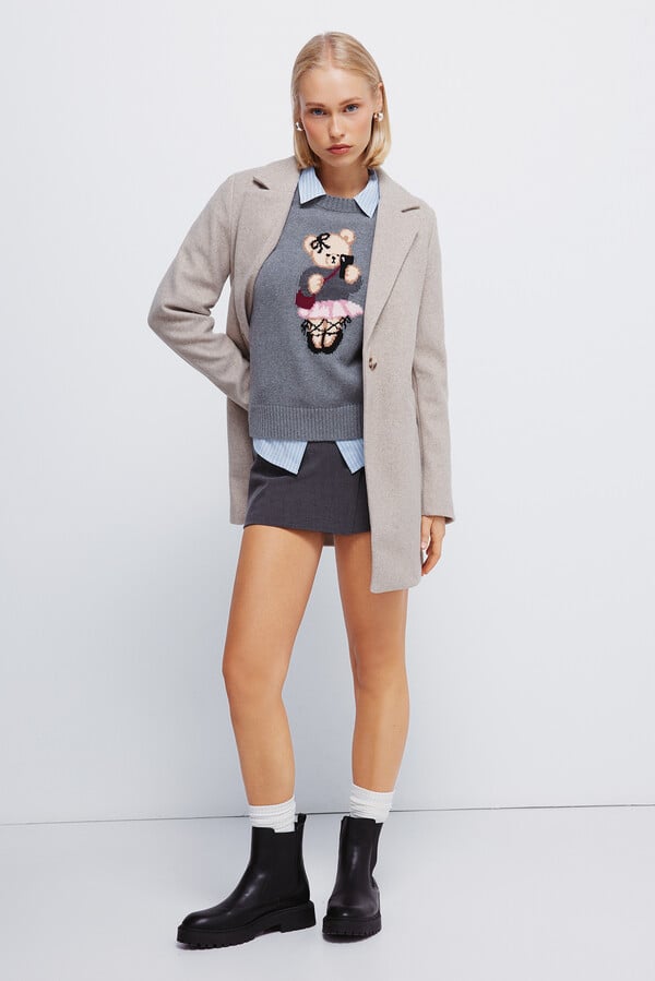 Springfield Jersey de oso con intarsia gris