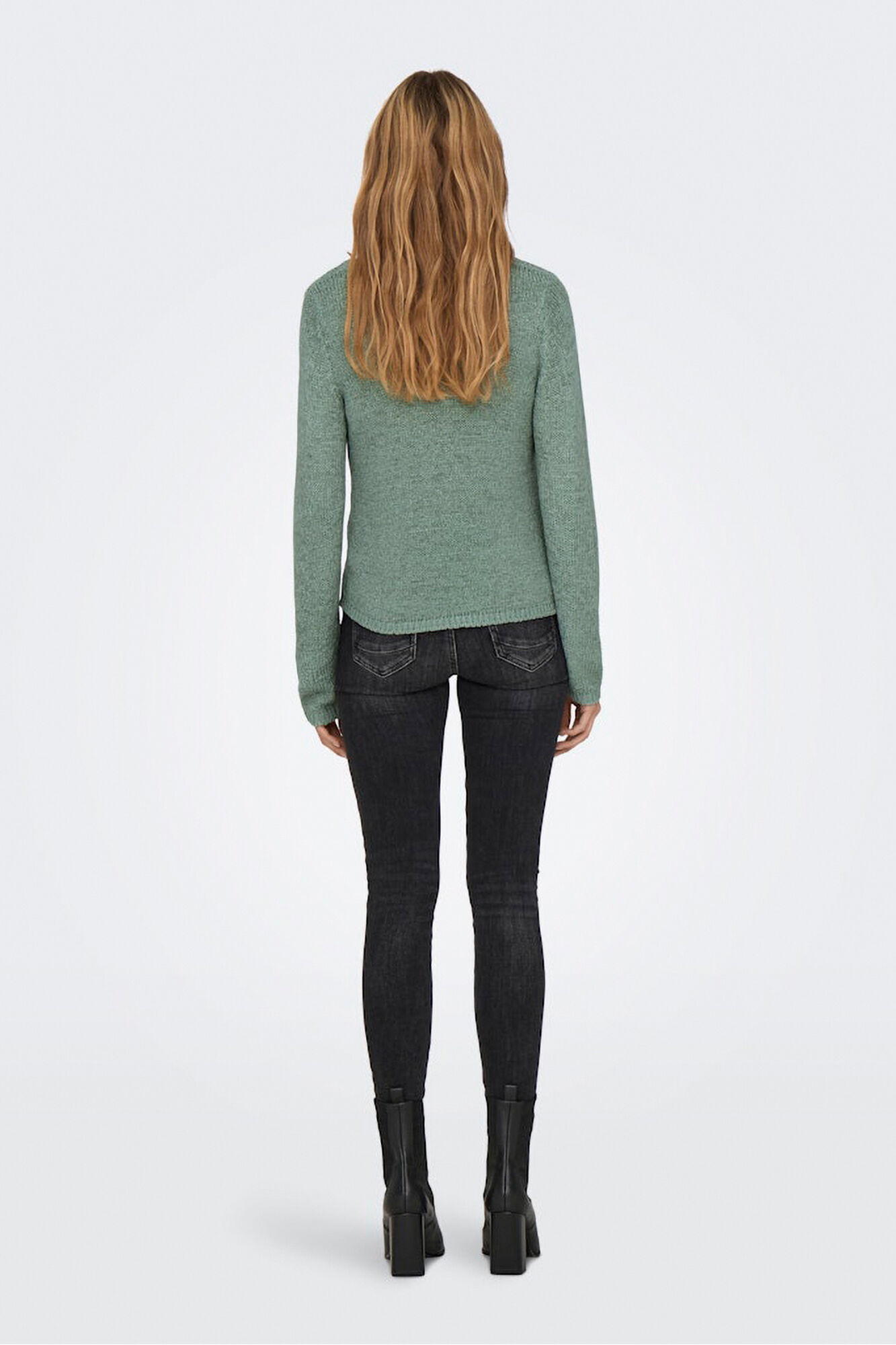 Only Su&eacute;tere de cuello de pico caza oscuro