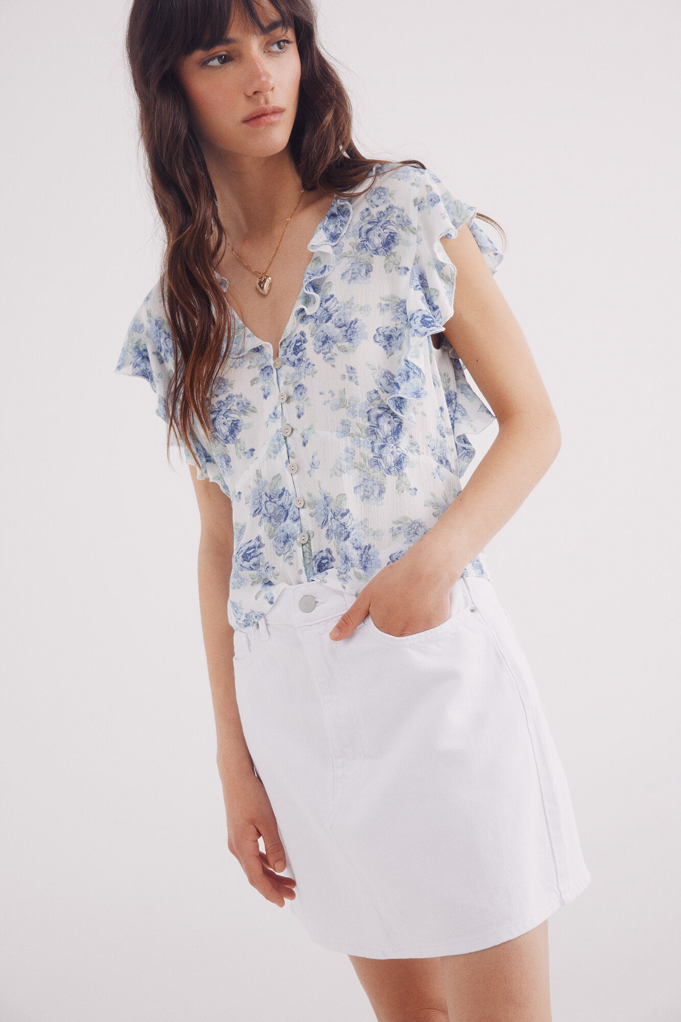 Springfield Falda vaquera corta blanca natural