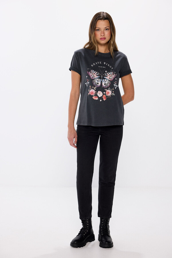 Springfield Playera gráfica algodón gris