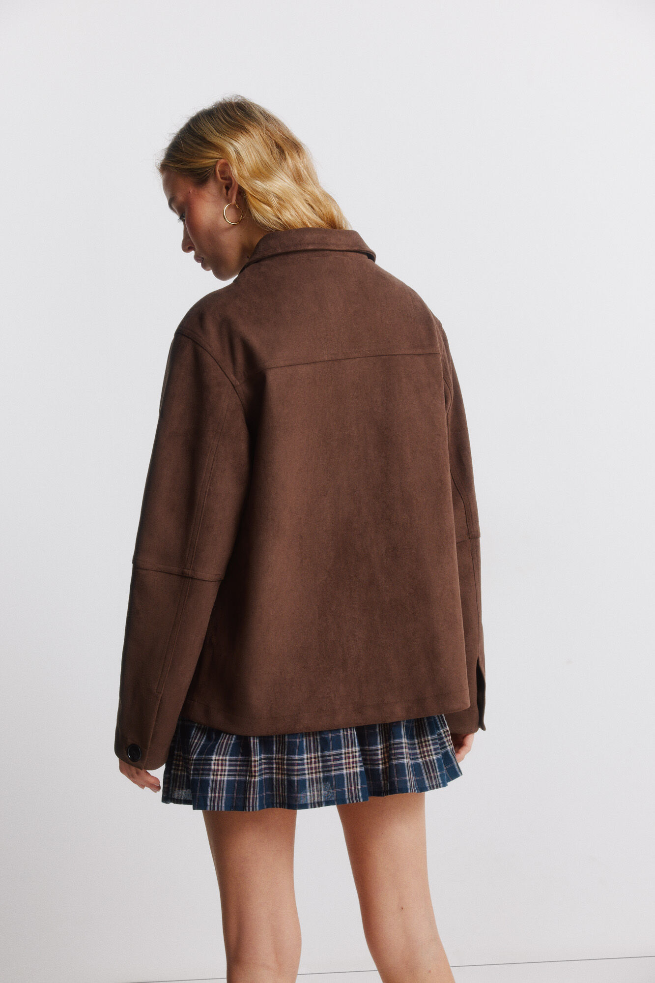 Springfield Chamarra de gamuza sint&eacute;tica con bolsillos nude