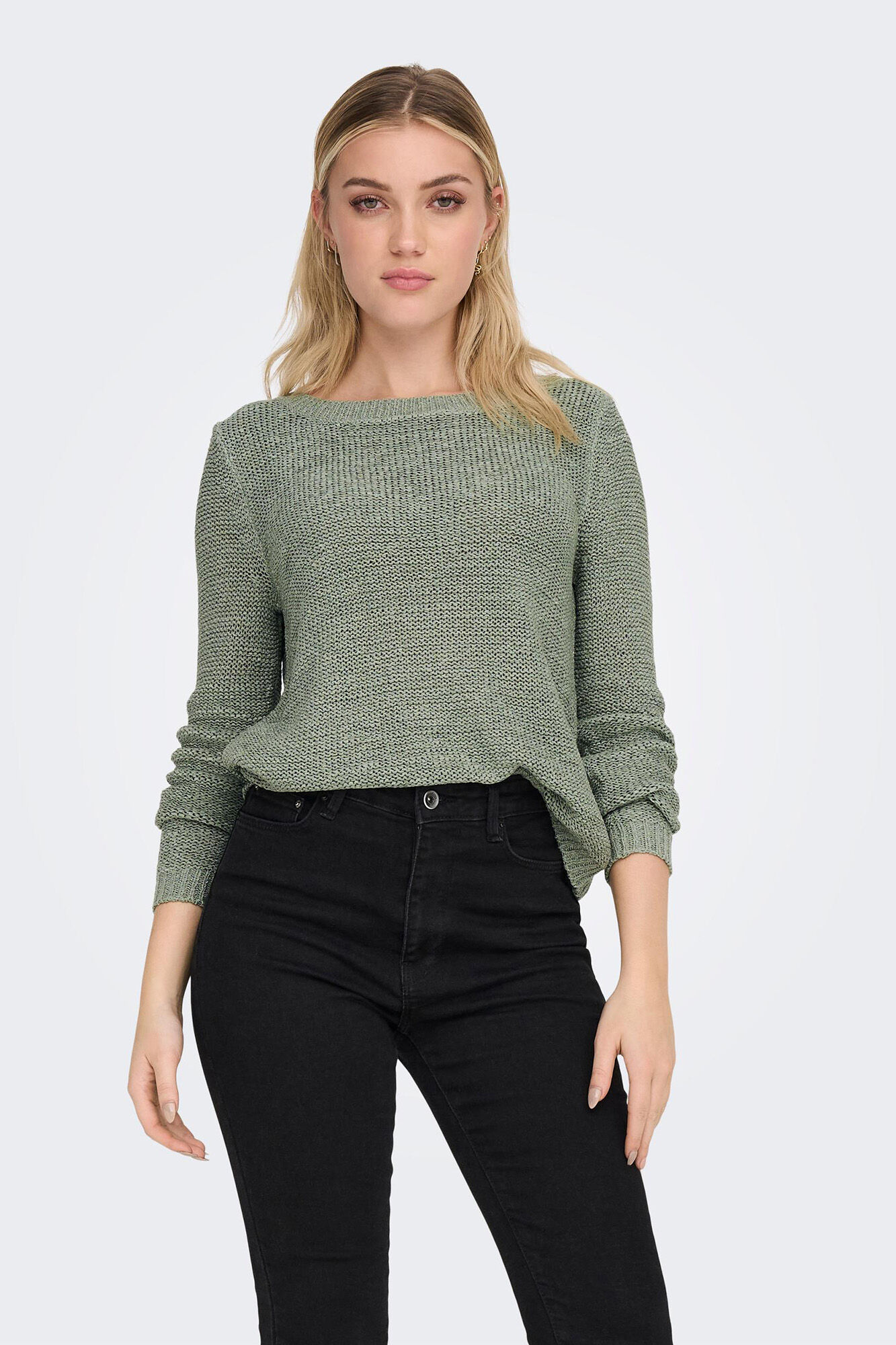 Only Su&eacute;tere cuello redondo verde
