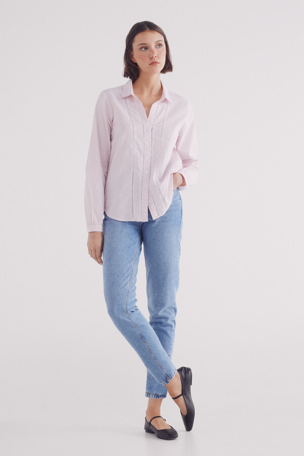 Springfield Camisa lace insertado  rosa