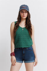 Springfield Playera de tejido pointelle con botones verde