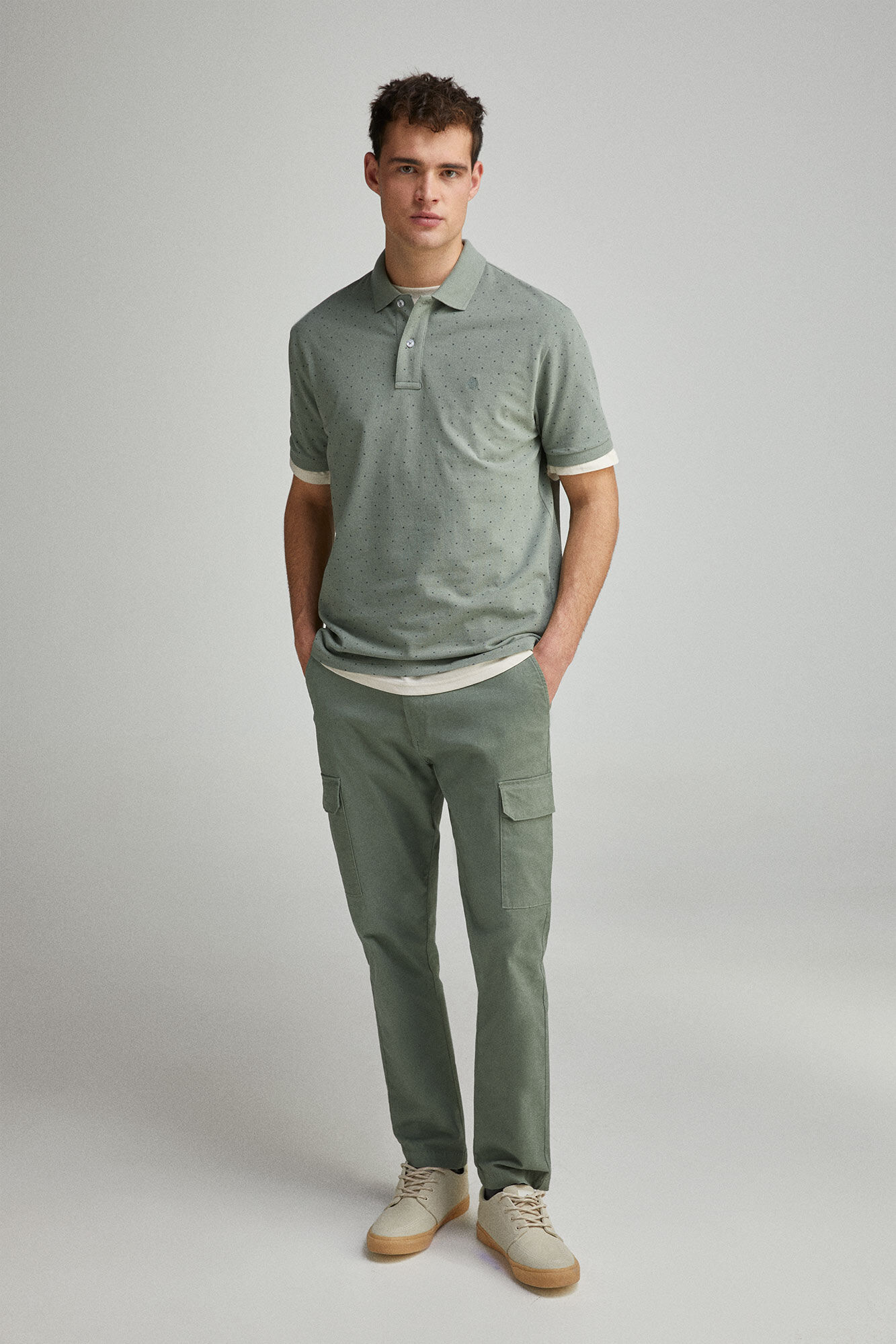 Springfield Polo piqu&eacute; estampado all over regular fit verde
