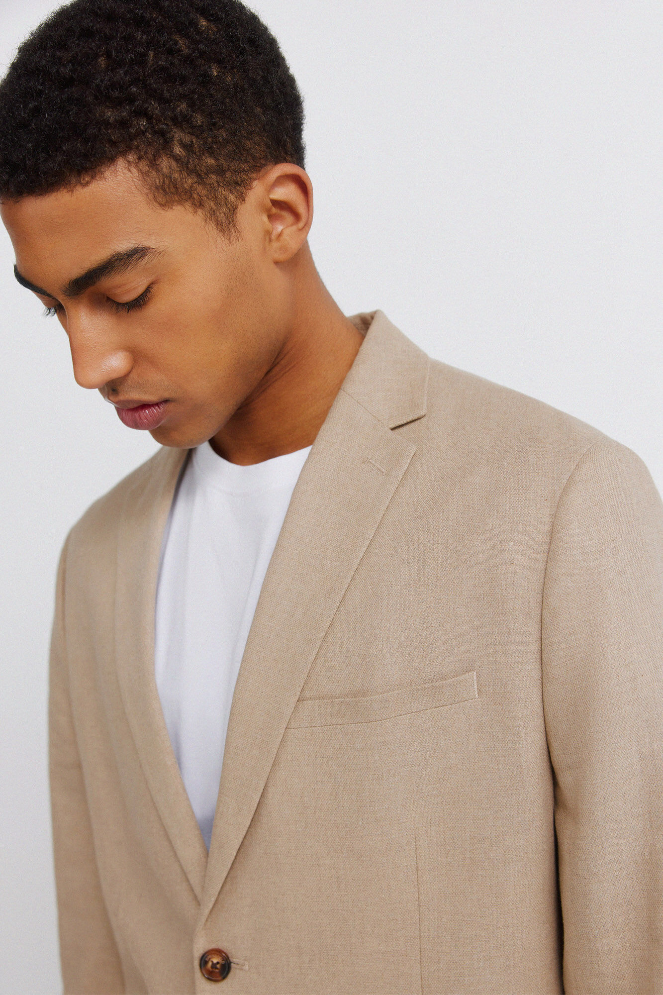 Springfield Blazer de lino y algod&oacute;n beige