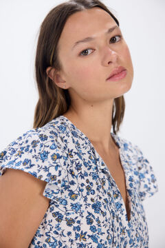 Springfield Blusa fluida estampada azul indigo