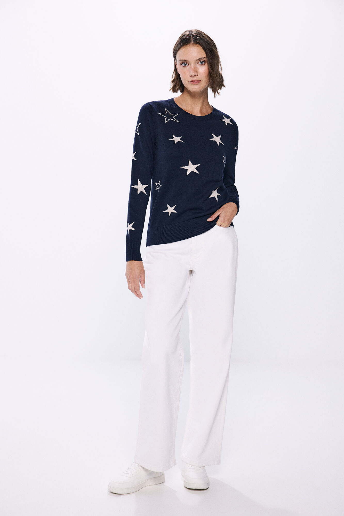 Springfield Su&eacute;ter estrellas lurex marino