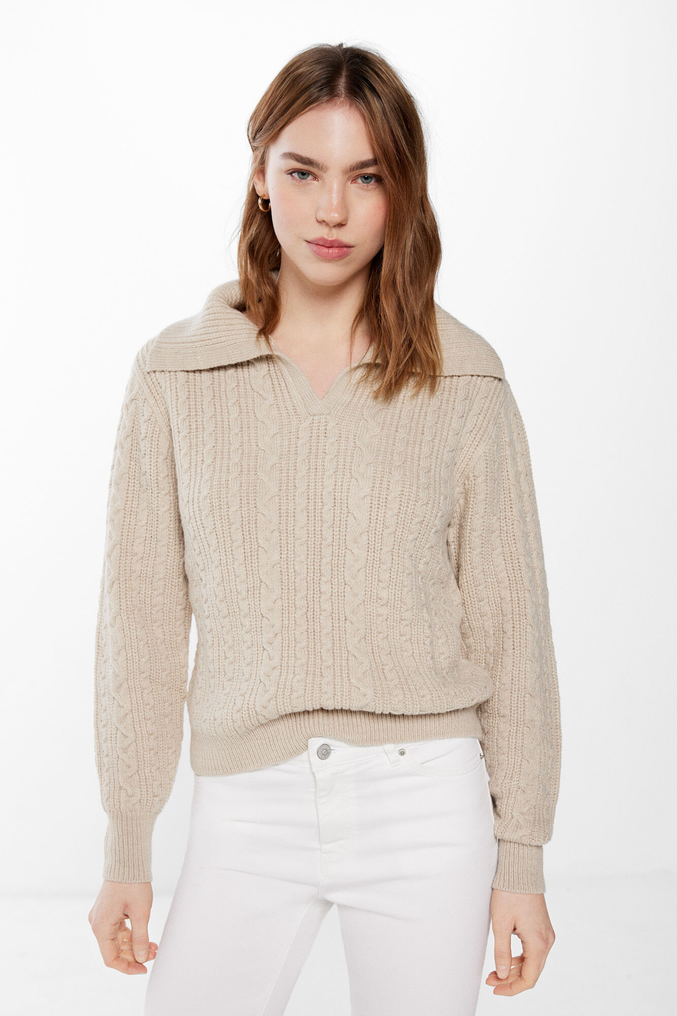 Sueter polo cable knit Sueteres y cardigans de mujer Springfield MX
