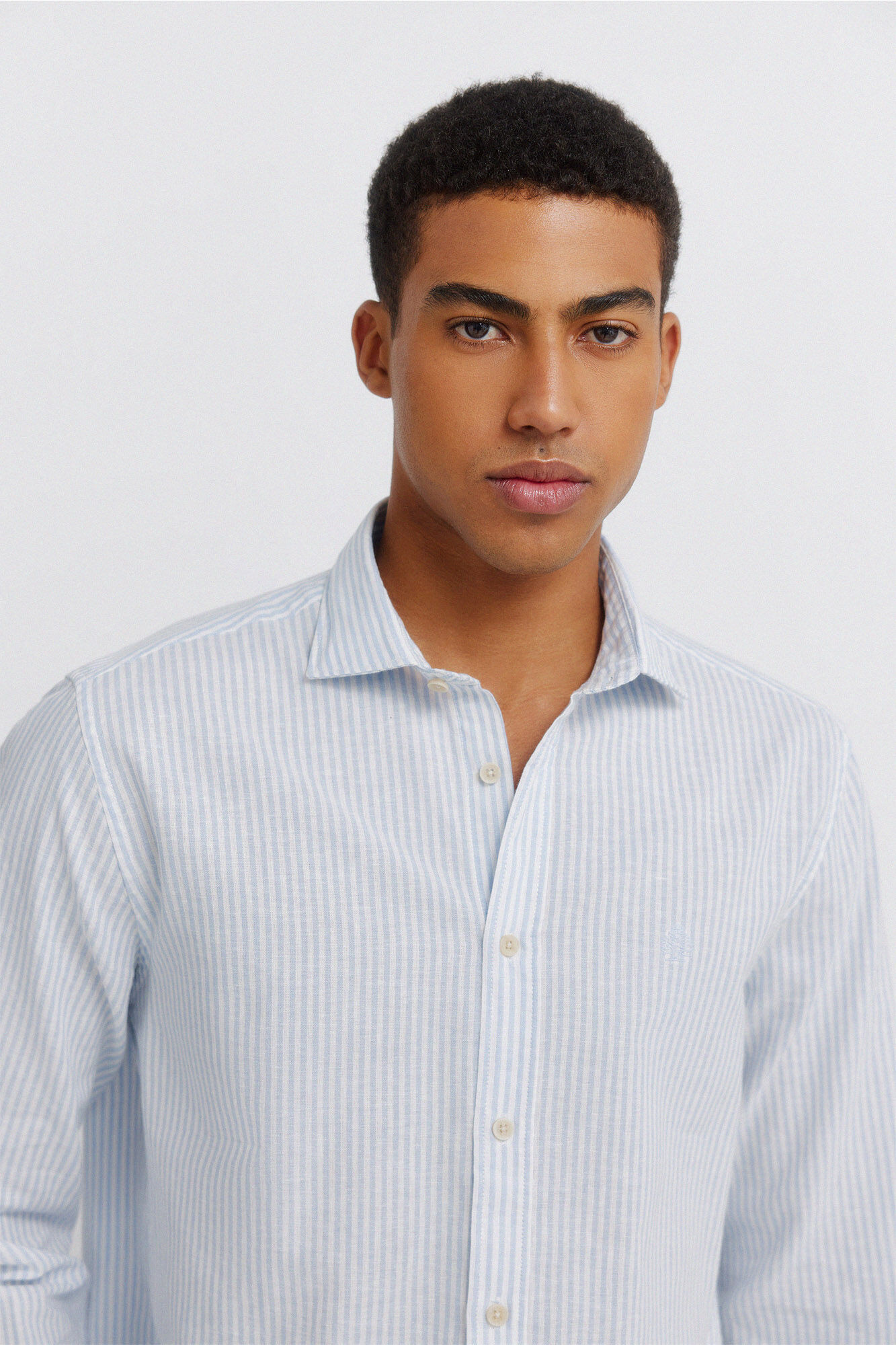 Springfield Camisa de lino azul