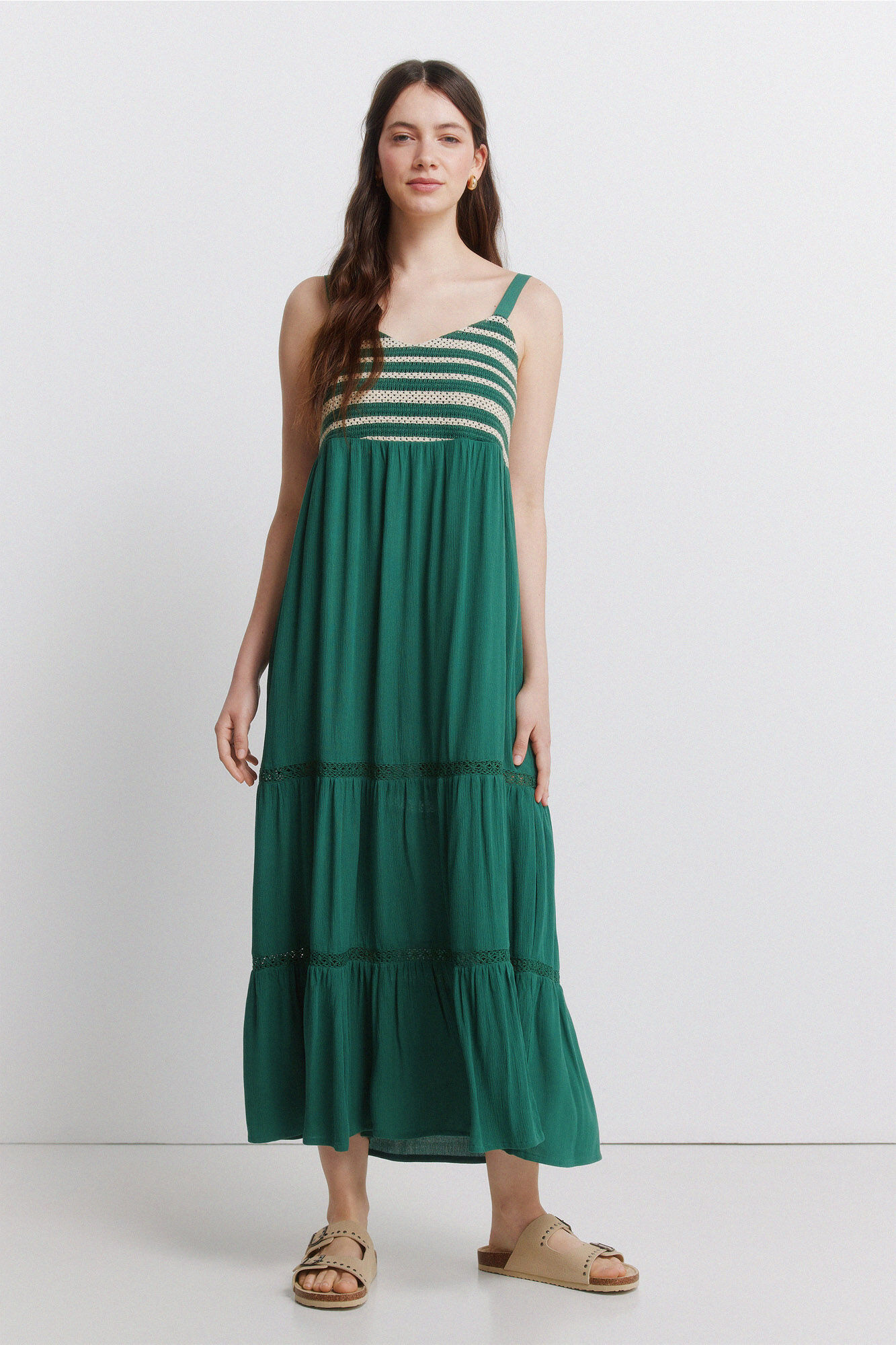 Springfield Vestido midi bimateria crochet