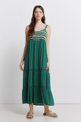 Springfield Vestido midi bimateria crochet verde