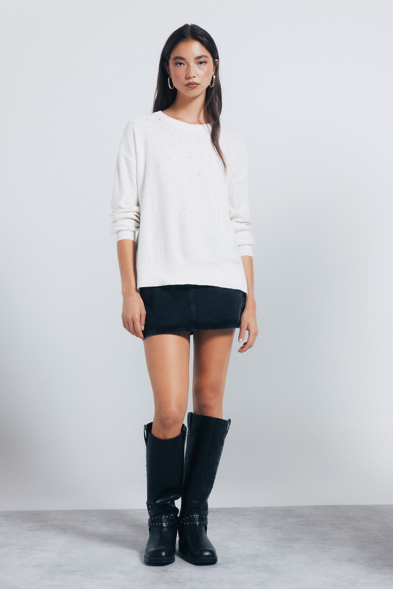 Springfield Su&eacute;ter tachuelas cristal degradado caf&eacute;